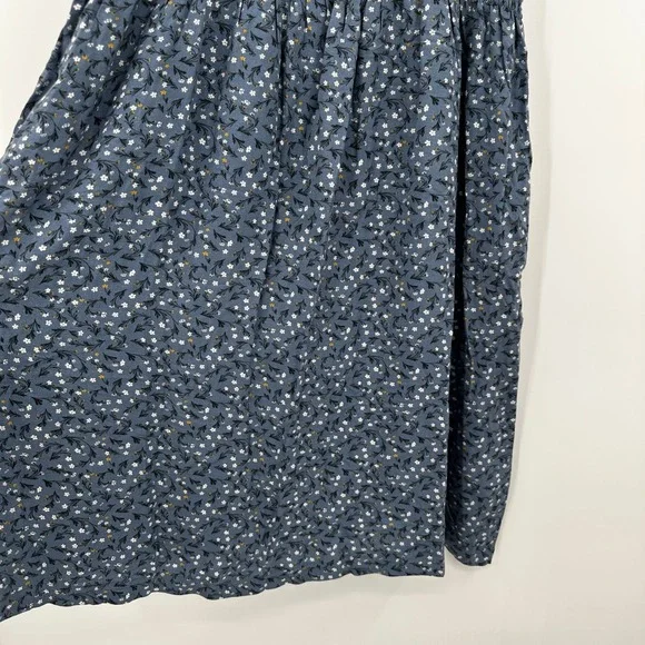 tentree Woven Canyon Blue Flourish Floral Smocked Crepe Dress Cottagecore Medium - Picture 3 of 12